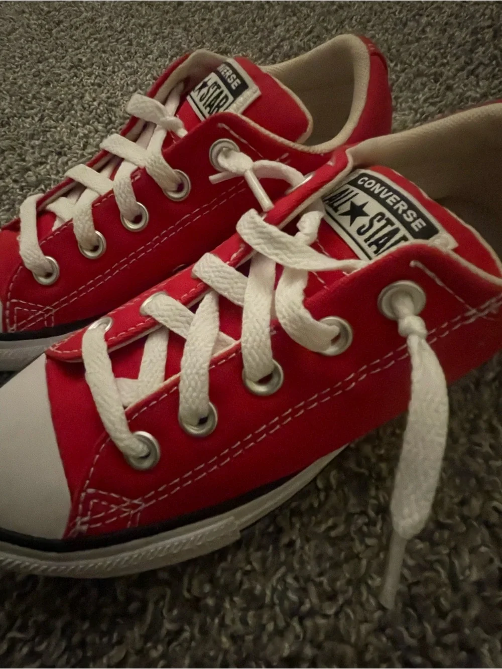 Converse Kids Low Top Sneakers in Red and White